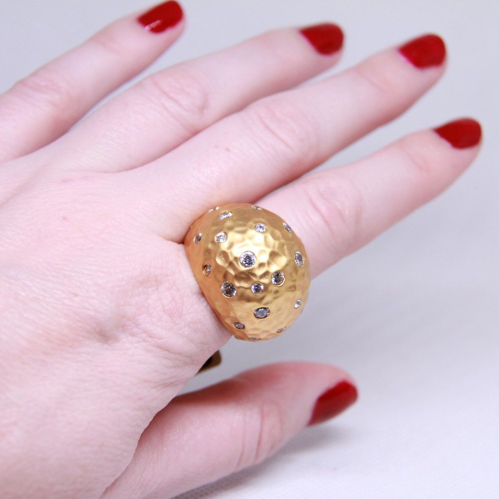 Gold and Crystal Statement Ring Size 9